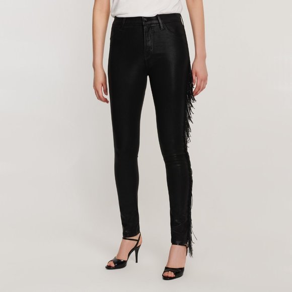 J Brand black crystal fringe high rise skinny jeans - Picture 9 of 16